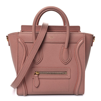 Celine Drummed Calfskin Nano Luggage Antique Rose 1 of 10