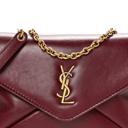 Saint Laurent Lambskin Small Cassandre Envelope Pouch Dark Ruby 7 of 9