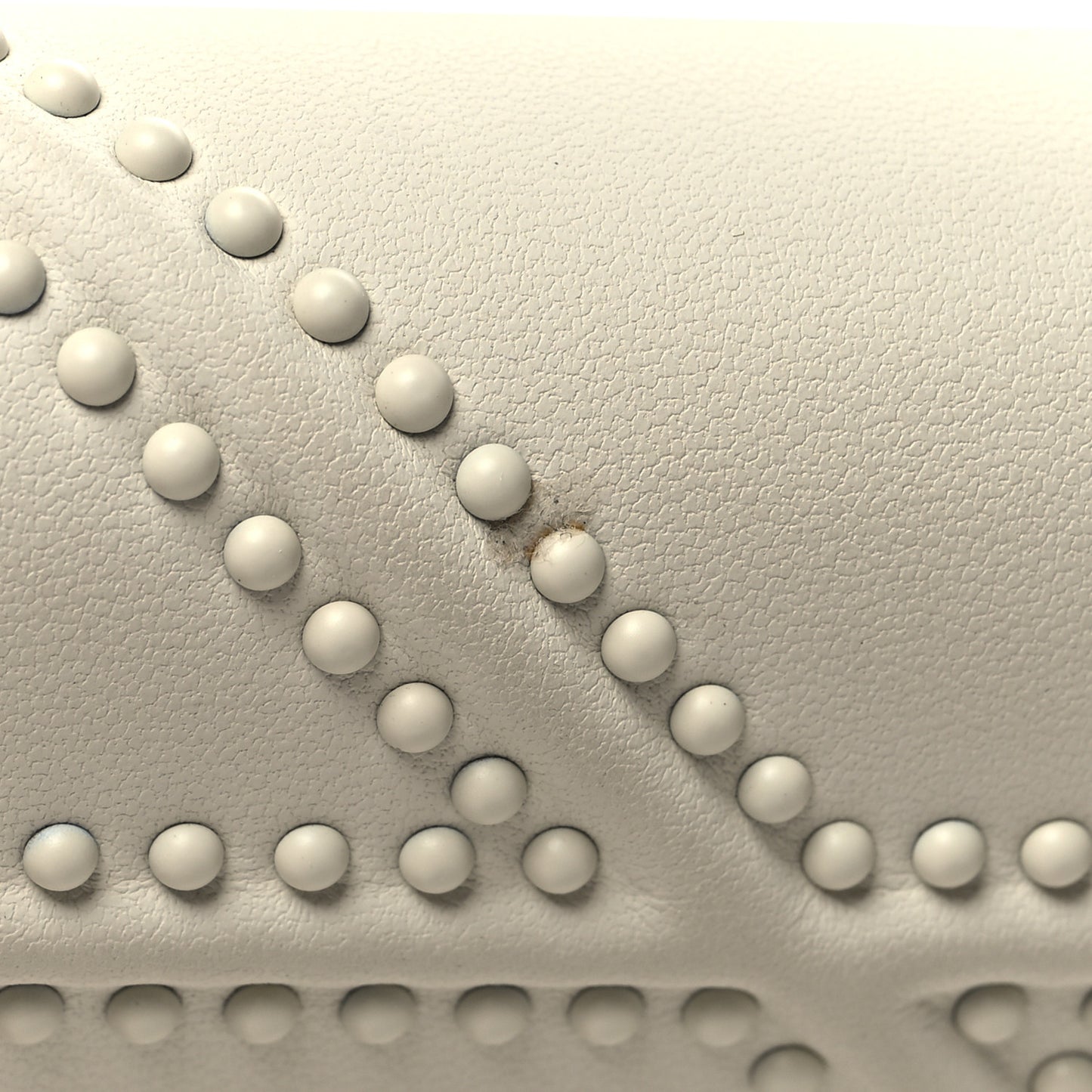 Ultra Matte Calfskin Studded Diorama Wallet on Chain Pouch Off White