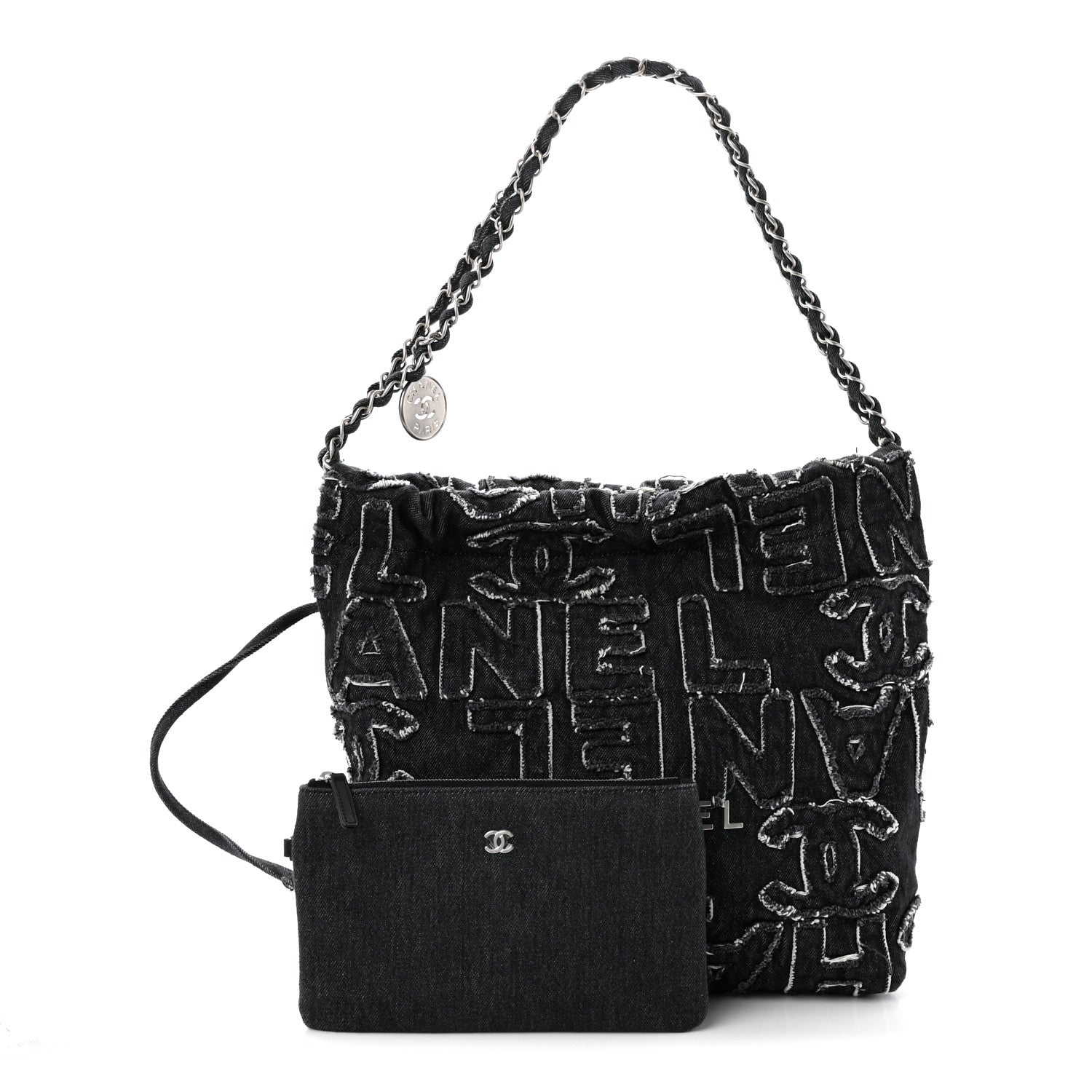 Chanel Denim Patchwork Quilted Small Chanel 22 Black 3 of 11