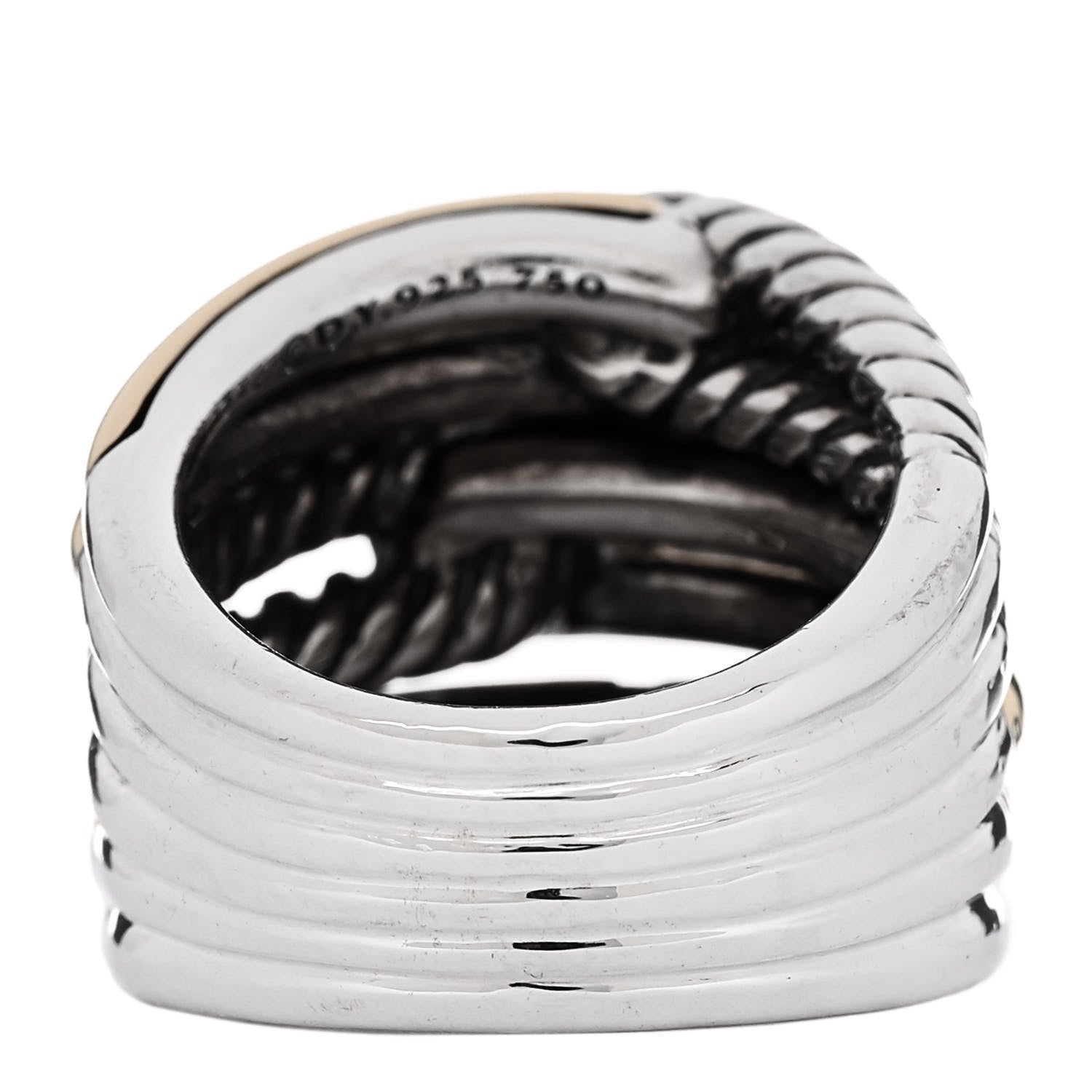 David Yurman Sterling Silver Yellow Gold Triple Loop Labyrinth Ring 52 6 3 of 4