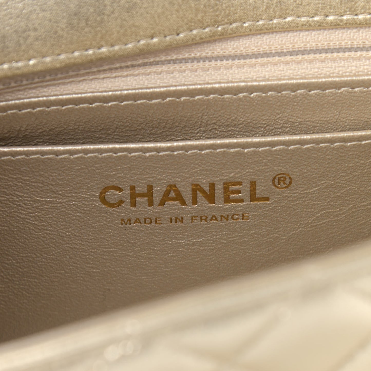 Metallic Lambskin Quilted Mini Rectangular Flap Gold