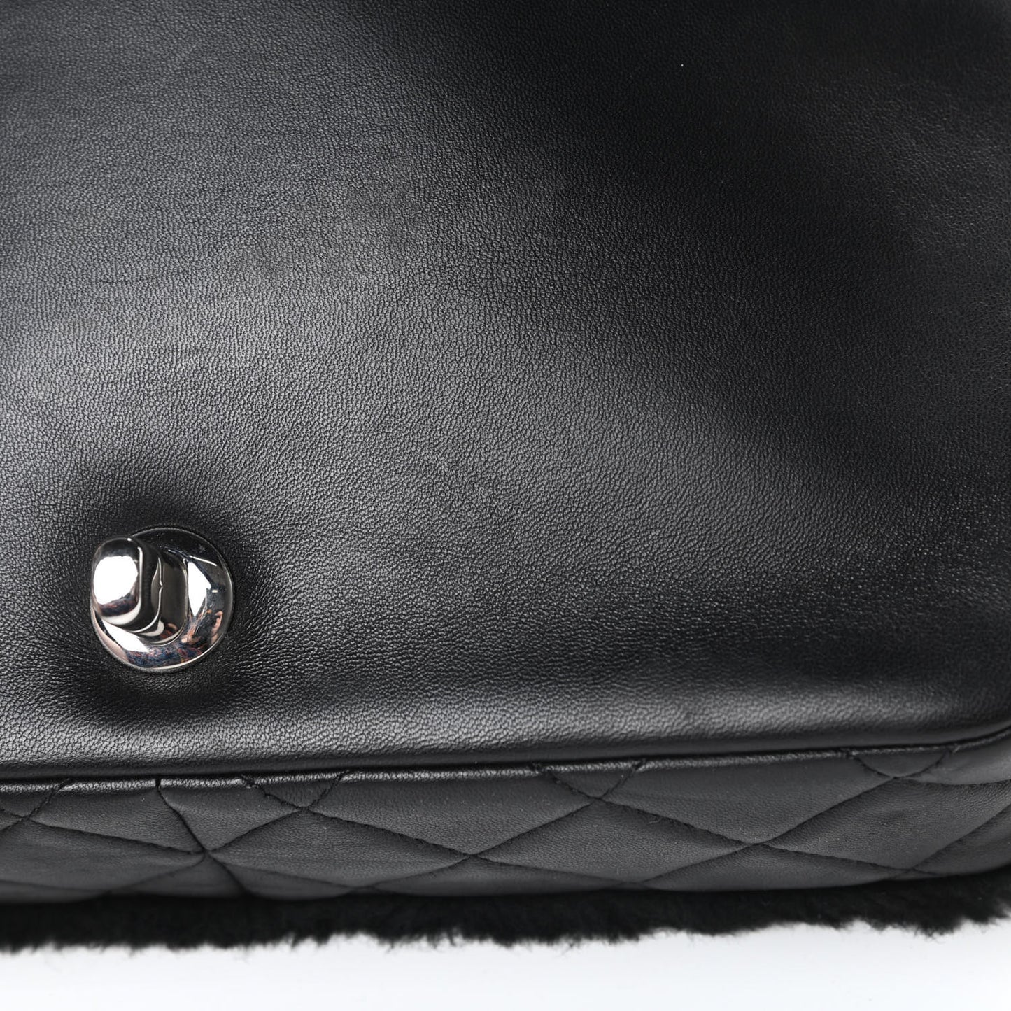 Shearling Lambskin Medium Chanel 100% Flap Black