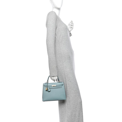 Hermes Madame Calfskin Kelly Sellier 25 Ciel 2 of 11