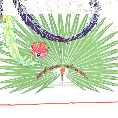 Hermes Silk Mythiques Phoenix Coloriage Scarf 90 Blanc Vert Rouge 3 of 8