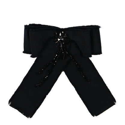 Gucci Grosgrain Crystal Bow Brooch Black 1 of 5