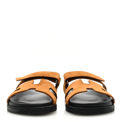 Hermes Suede Goatskin Womens Chypre Sandals 36.5 Naturel 2 of 11