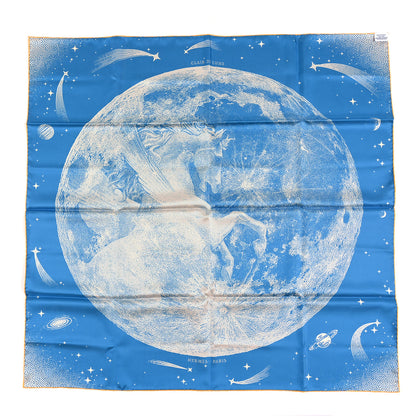Hermes Silk Clair De Lune Double Face Scarf 90 Black Jaune D'Or Bleu 4 of 4