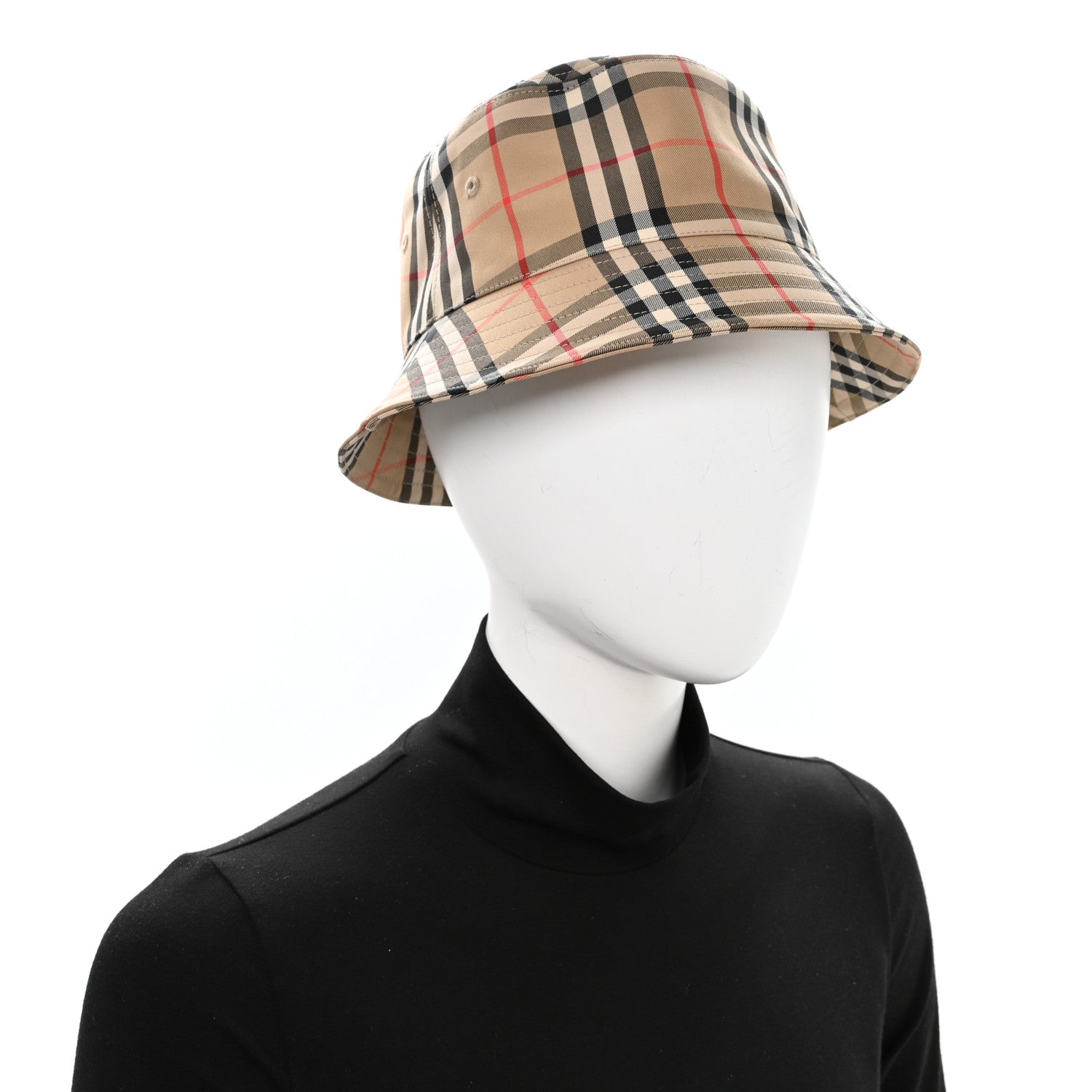 Burberry Technical Cotton Vintage Check Bucket Hat M Archive Beige 2 of 9
