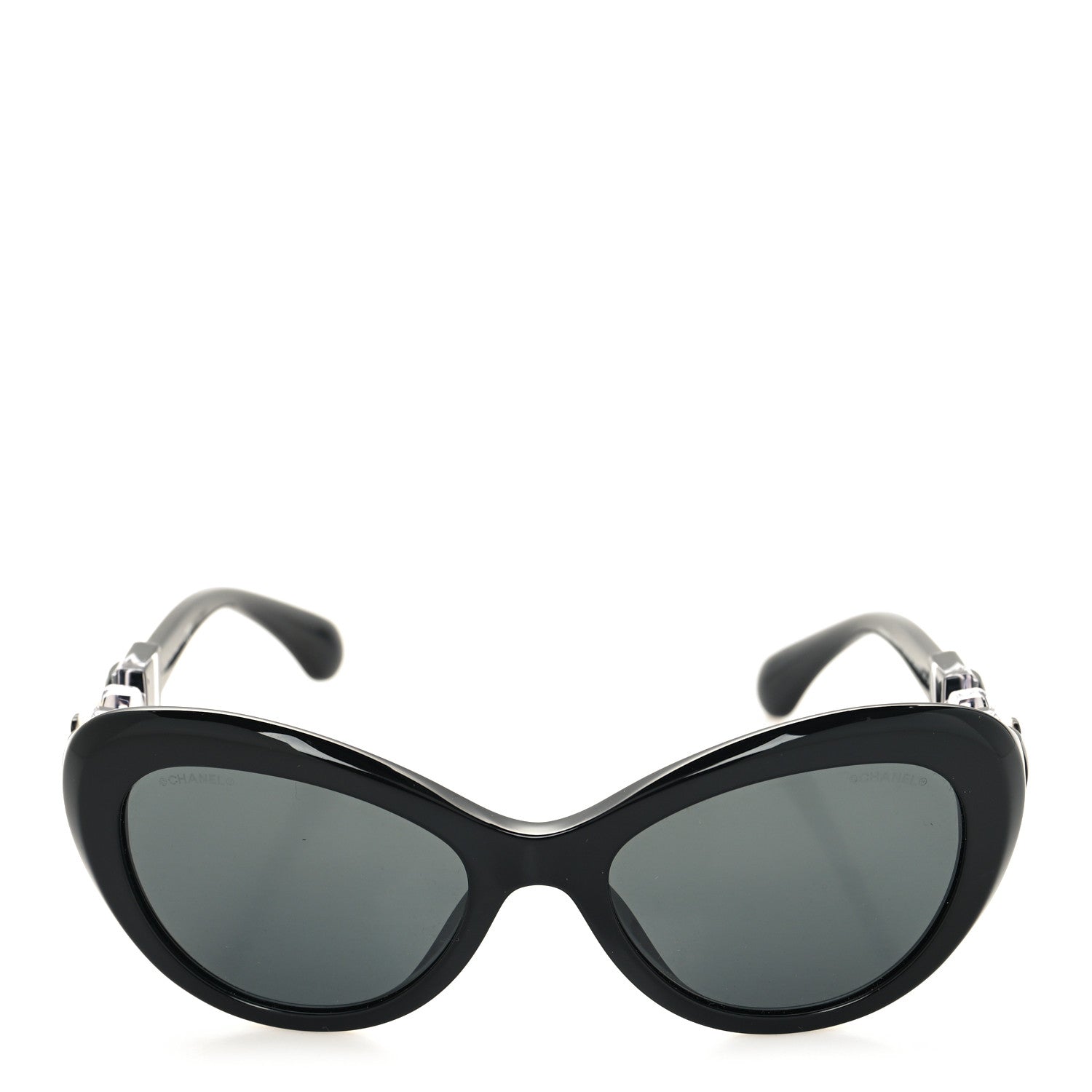 Chanel Acetate Glass Pearls Cat Eye Sunglasses 5443-H Black 2 of 8