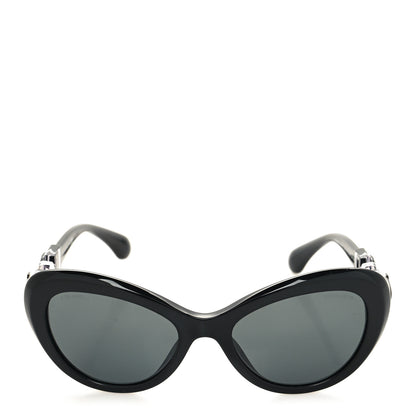 Chanel Acetate Glass Pearls Cat Eye Sunglasses 5443-H Black 2 of 8