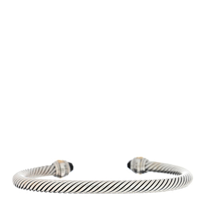 David Yurman Sterling Silver 14K Yellow Gold Black Onyx 5mm Cable Classics Bracelet 2 of 3