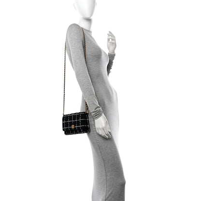 Chanel Tweed Quilted Mini Rectangular Pearl Crush Flap Black 3 of 11