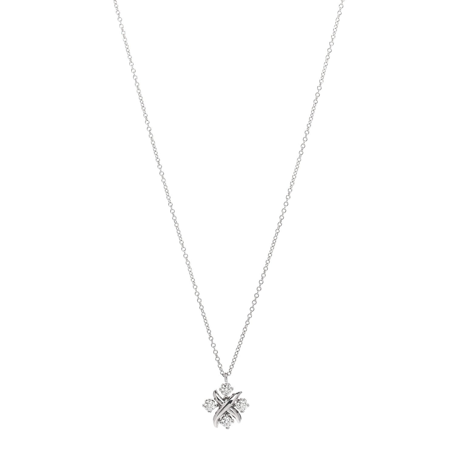 Tiffany Platinum Diamond Schlumberger Lynn Pendant Necklace 1 of 5
