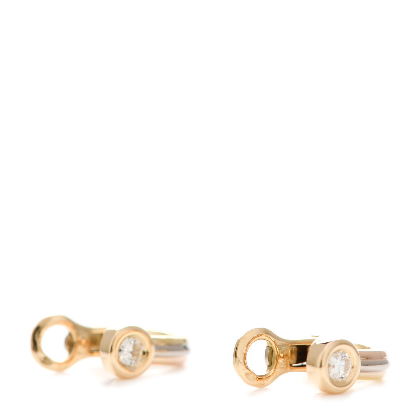 18K Yellow White Pink Gold Diamond Trinity Clip-On Earrings