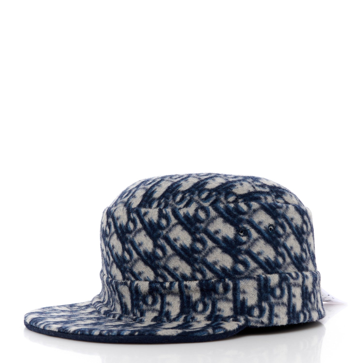 Christian Dior Wool Oblique Reversible Chic Military Cap 57 Blue