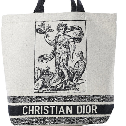 Christian Dior Canvas Print Cruise Tote Ivory Black 7 of 10