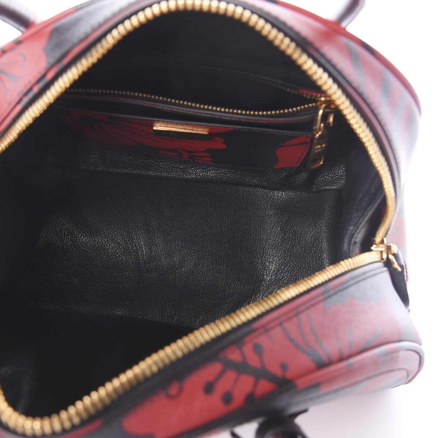 Saffiano Hibiscus Print Bowling Bag Rosso
