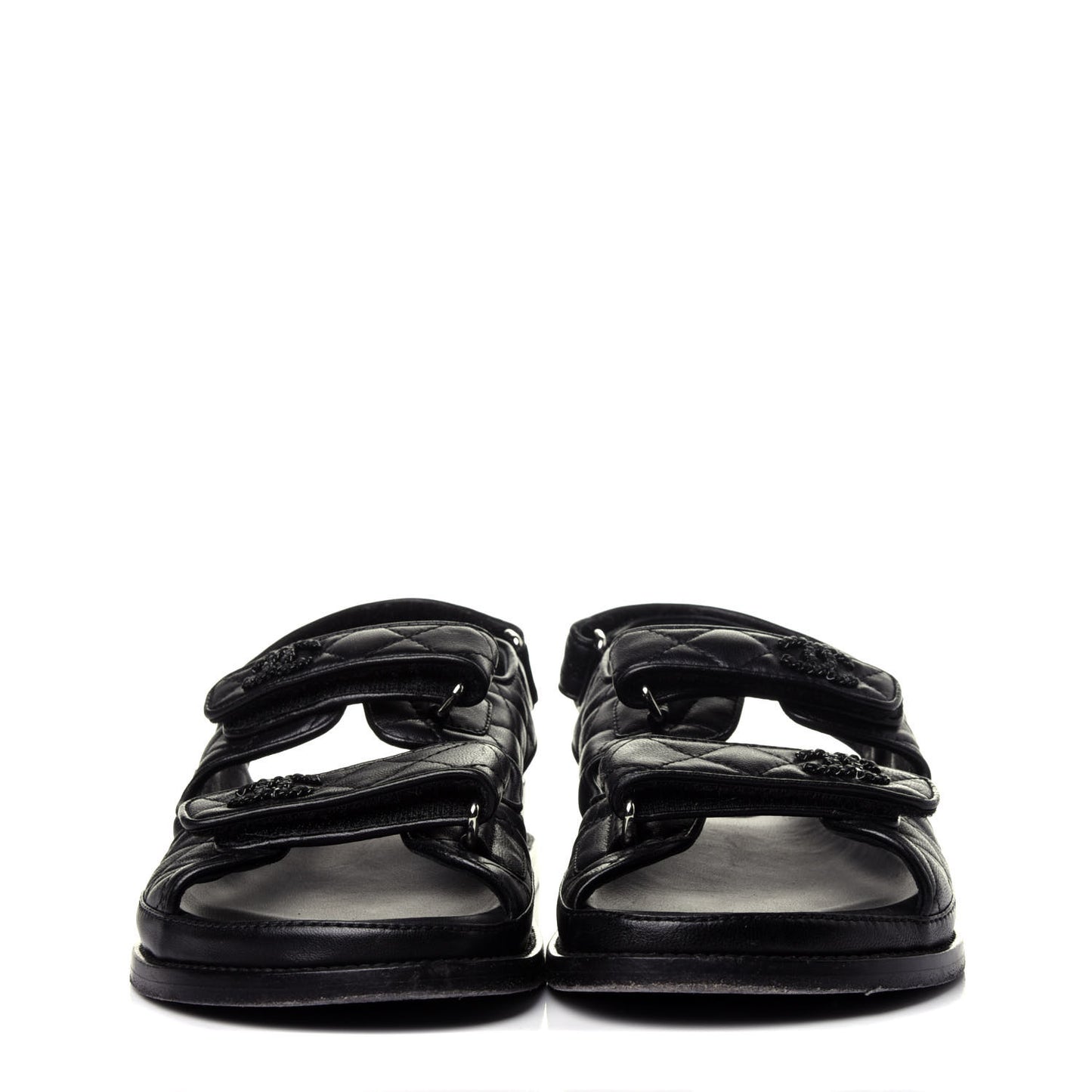 Lambskin Velcro Dad Sandals 38 Black