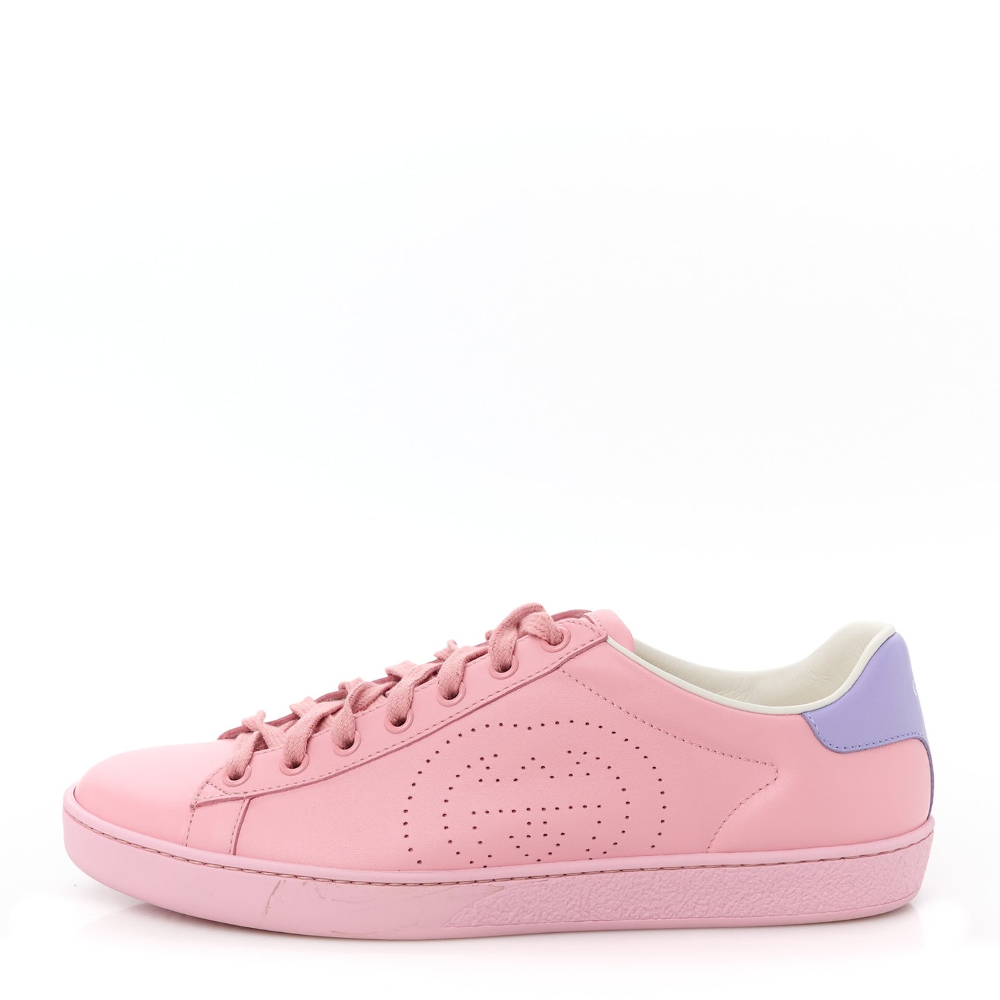 Miro Soft Calfskin Interlocking G Perforated Womens Ace Sneakers 39.5 Wild Rose Lapis