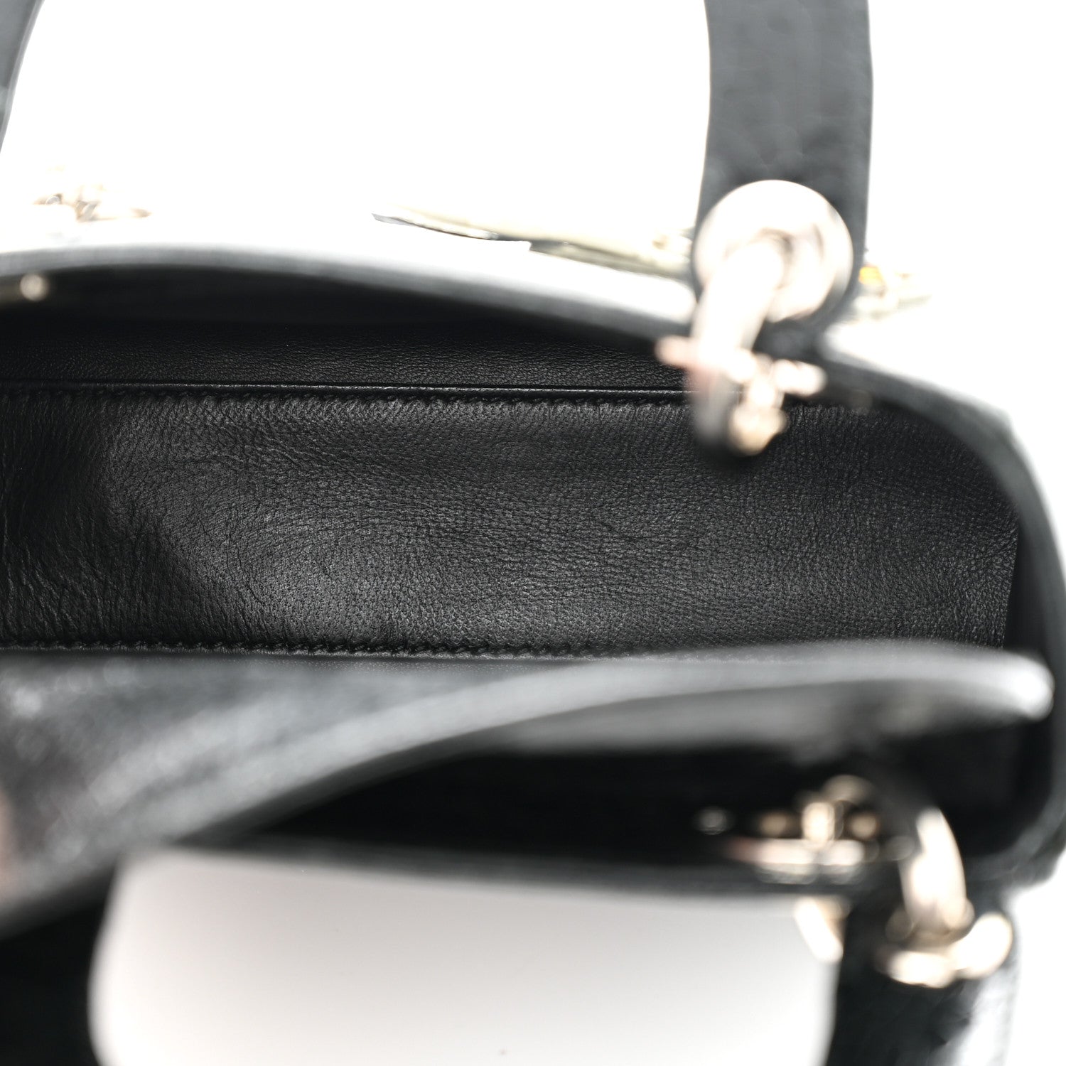 Christian Dior Ceramic Effect Deerskin Jeweled Swan Mini Lady Dior Black 5 of 10