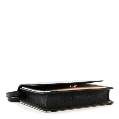 Burberry Derby Calfskin House Check Wallet On Chain Black 4 of 9