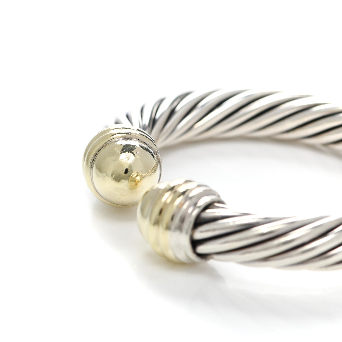 Sterling Silver 14K Yellow Gold 10mm Cable Classics Bracelet