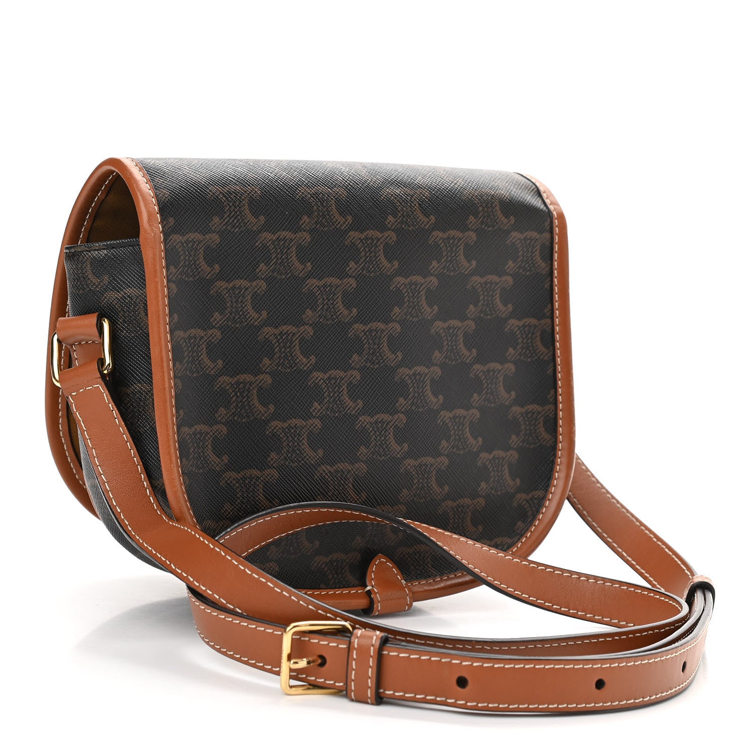 Celine Triomphe Canvas Medium Folco Bag Tan 3 of 12