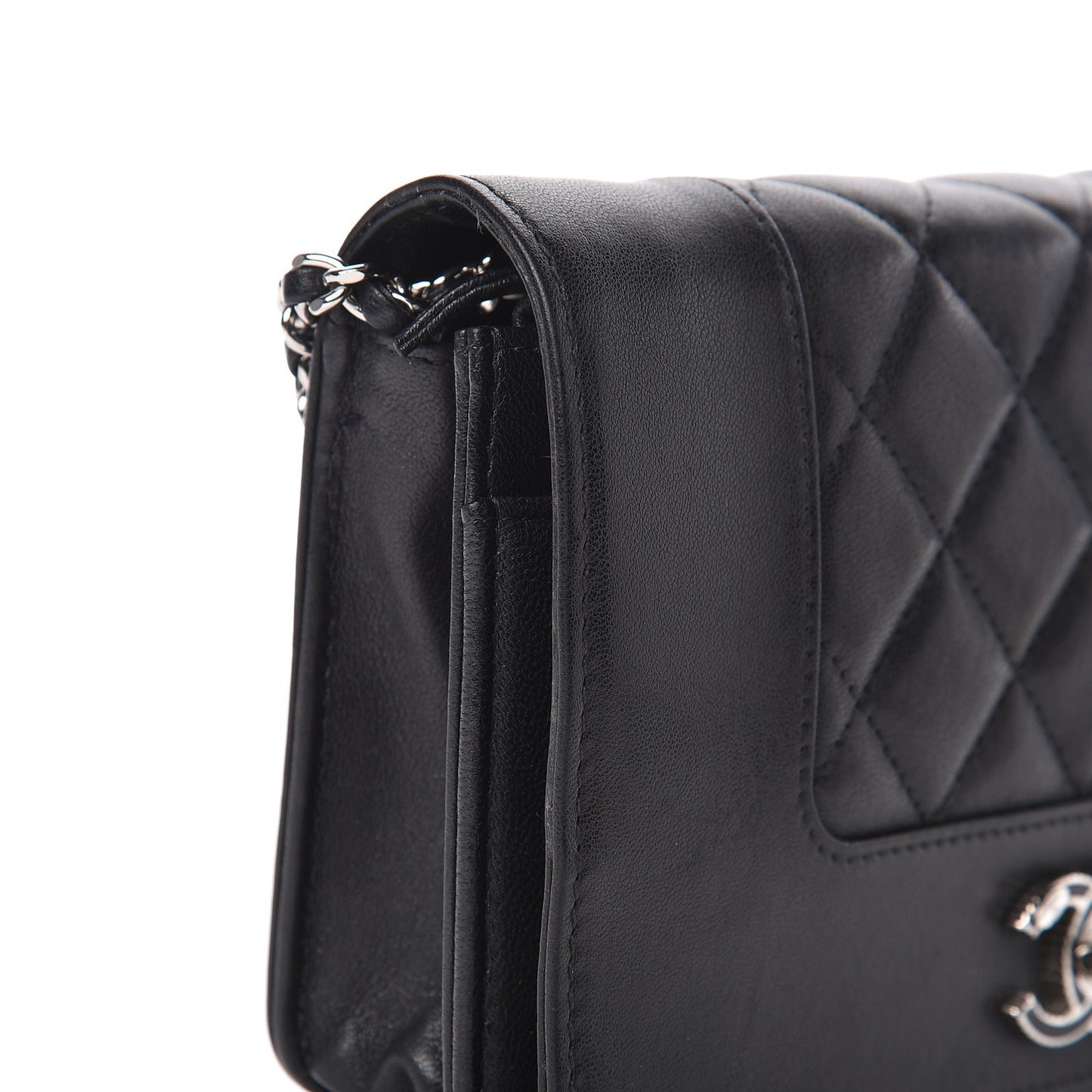 Sheepskin Quilted Mademoiselle Vintage Wallet On Chain WOC Black