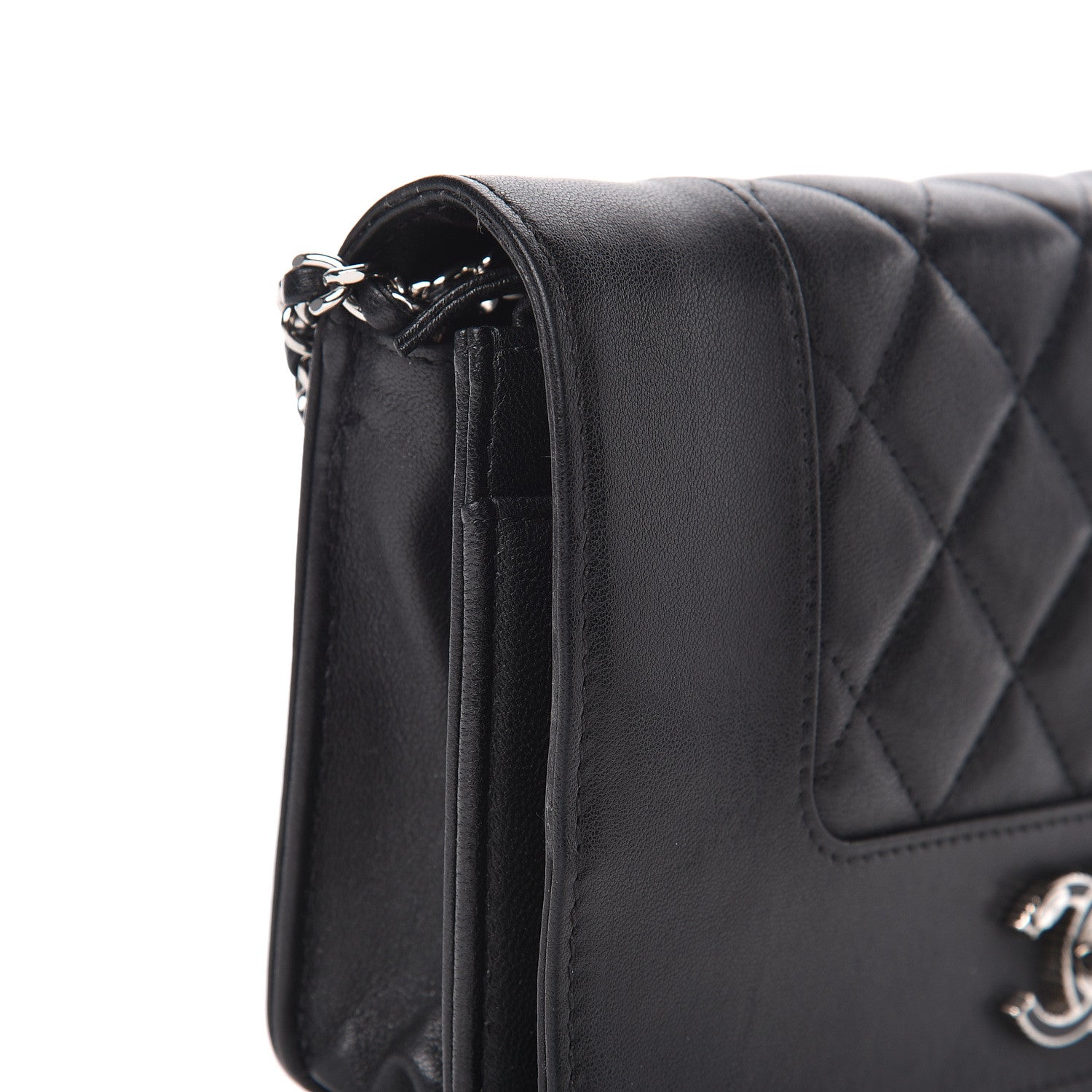 Chanel Sheepskin Quilted Mademoiselle Vintage Wallet On Chain WOC Black 15 of 17