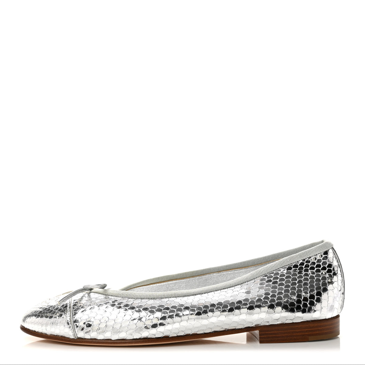 Metallic Snakeskin Cap Toe CC Ballerina Flats 37.5 Silver
