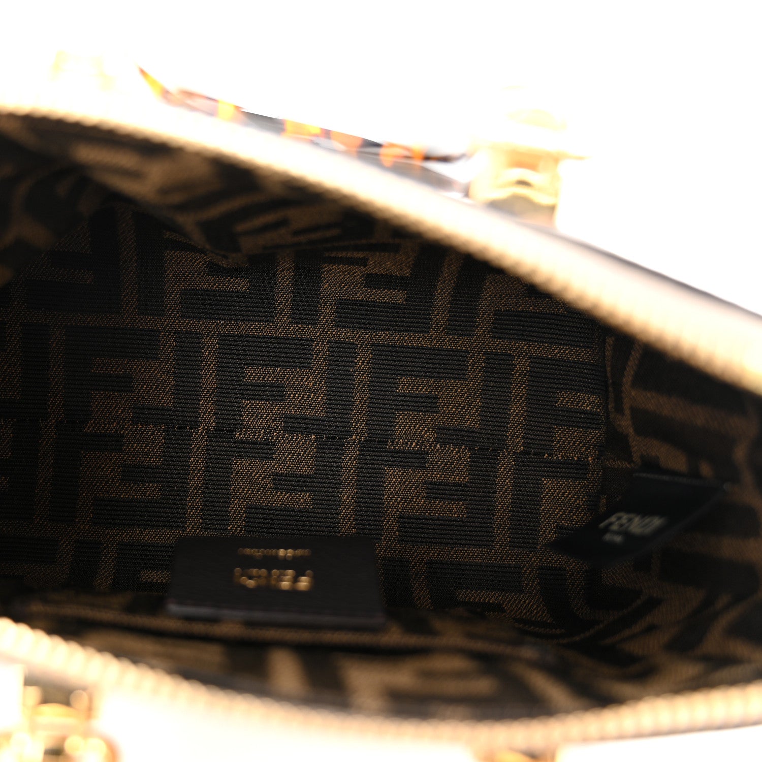 Fendi Vitello King Plexiglass Logo Embossed Mini By The Way Top Handle Boston Bag Tortora 5 of 10