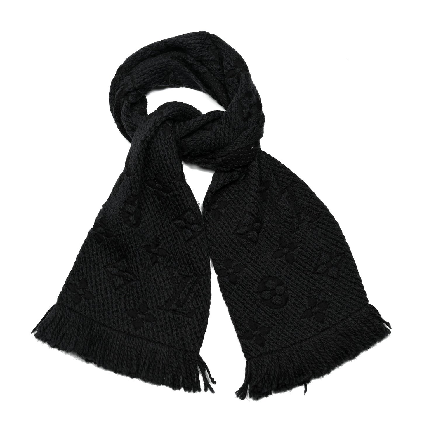 Wool Silk Logomania Scarf Charcoal
