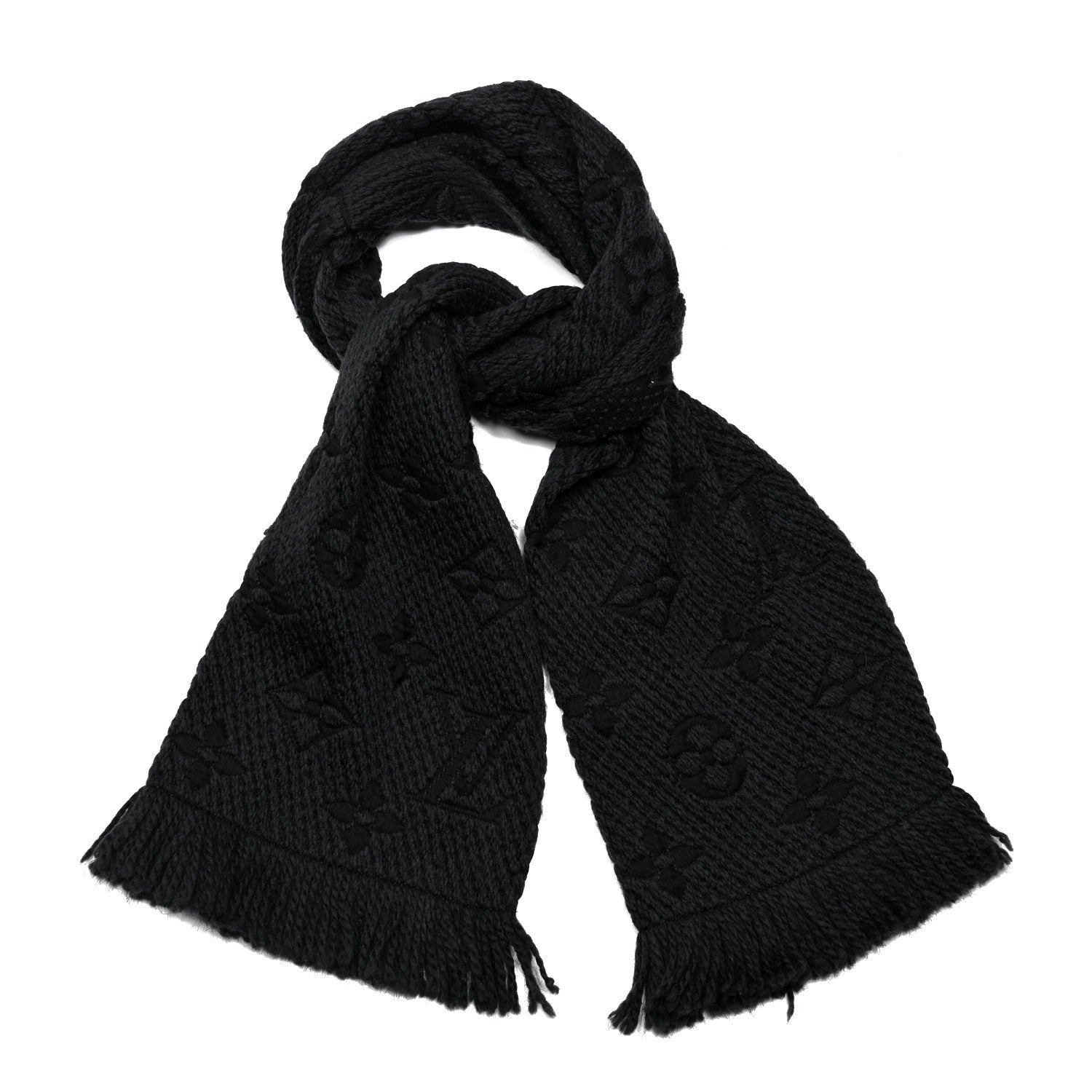 Louis Vuitton Wool Silk Logomania Scarf Charcoal 1 of 3