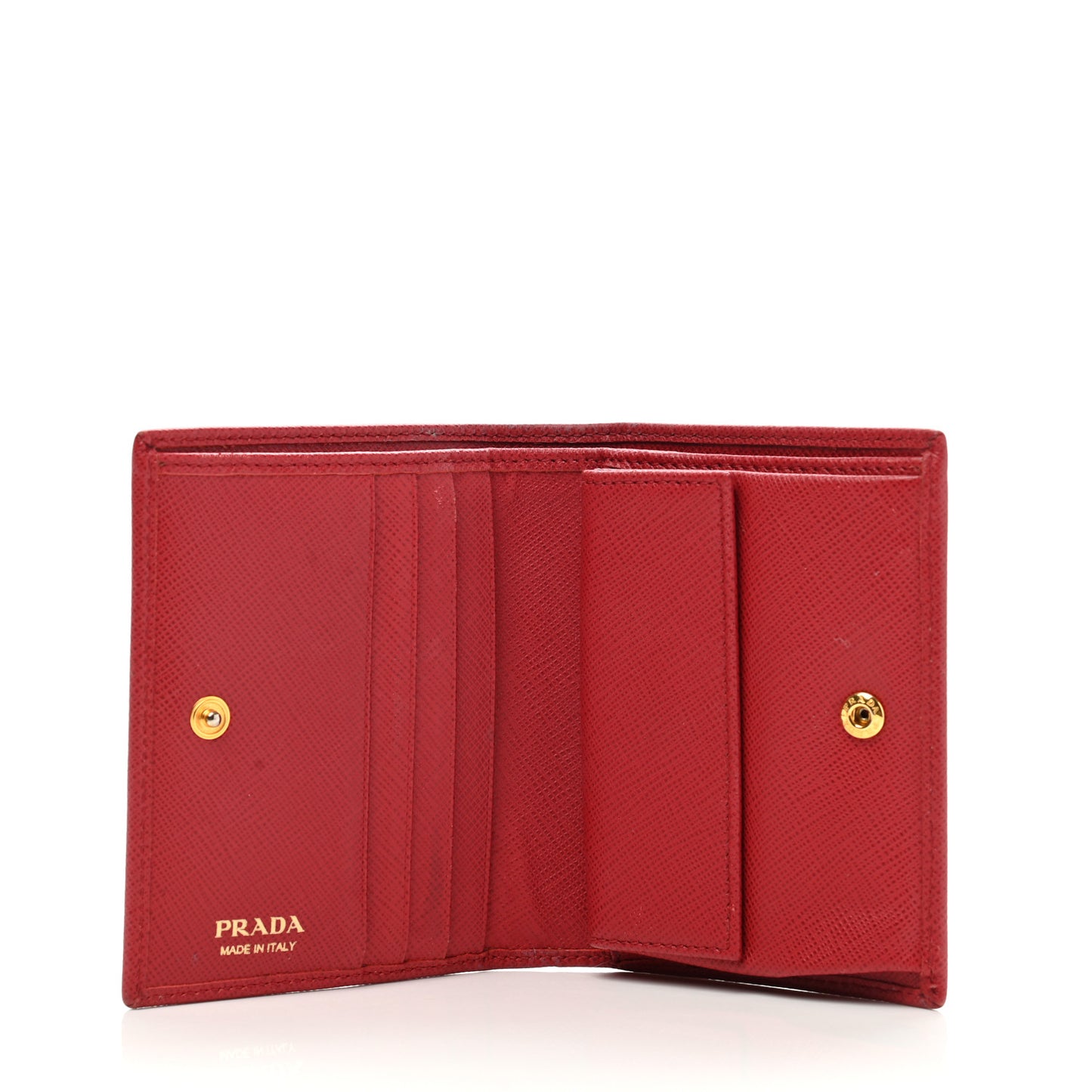 Saffiano Metal Compact Snap Bi-Fold Wallet Fuoco