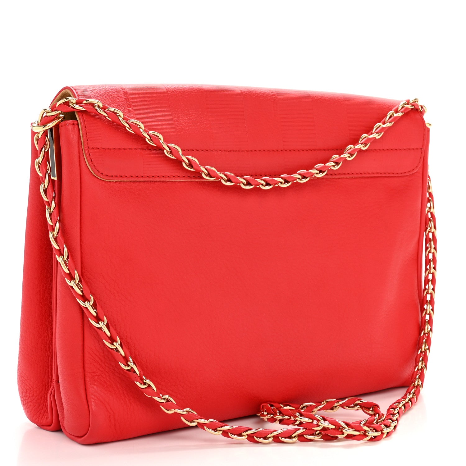 Fendi Grained Calfskin Pequin Embossed Medium Claudia Shoulder Bag Red 3 of 11
