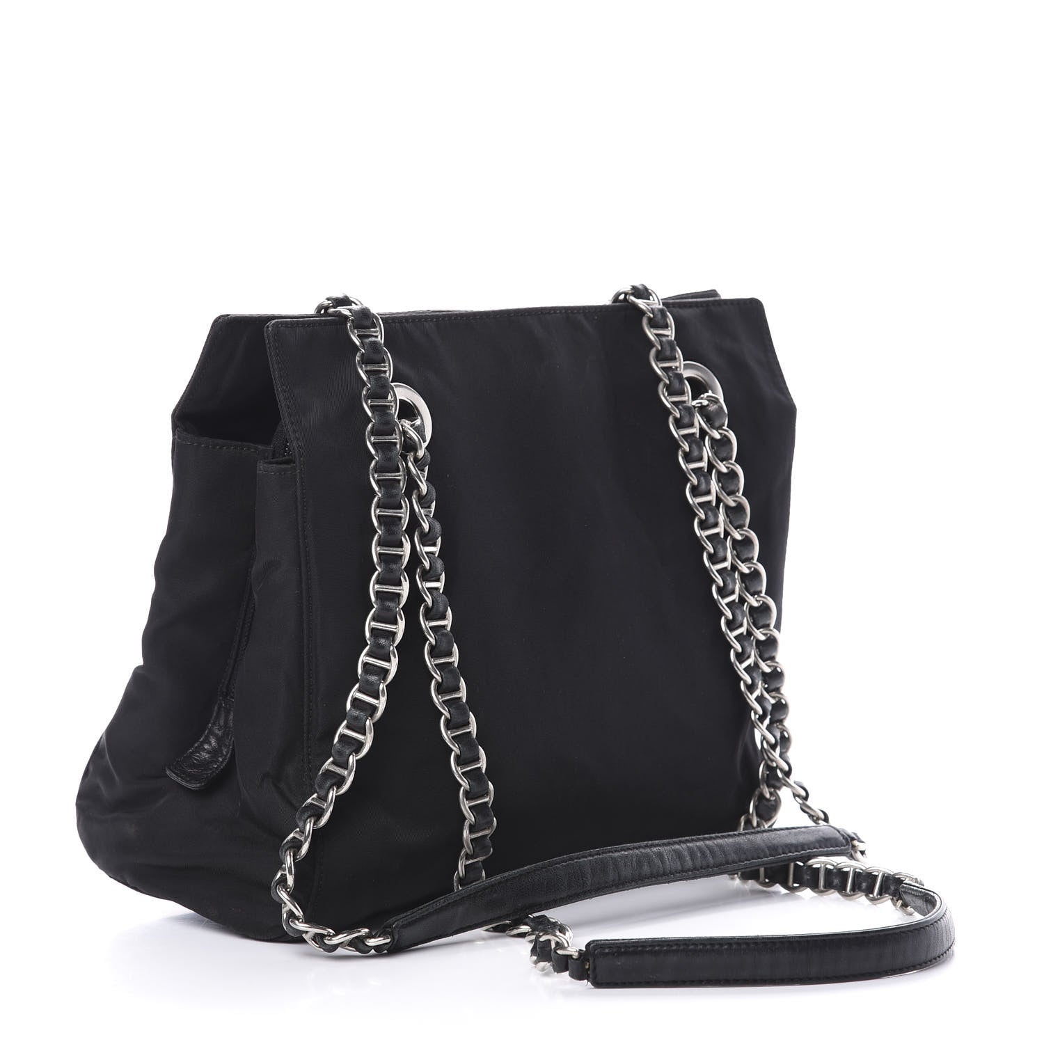 Prada Nylon Tessuto Acciaio Chain Shoulder Bag Black 4 of 15