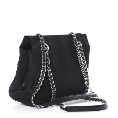 Prada Nylon Tessuto Acciaio Chain Shoulder Bag Black 4 of 15