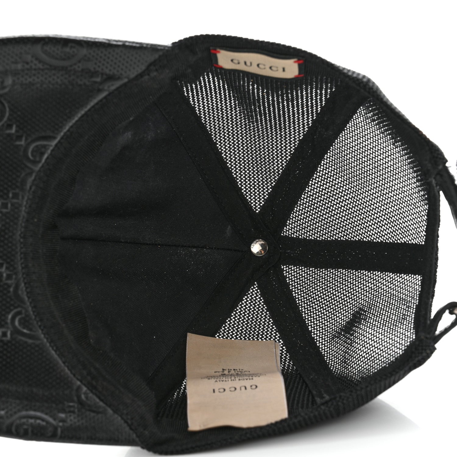 Gucci Calfskin Mesh GG Tennis Embossed Gary Baseball Hat M Black 12 of 18