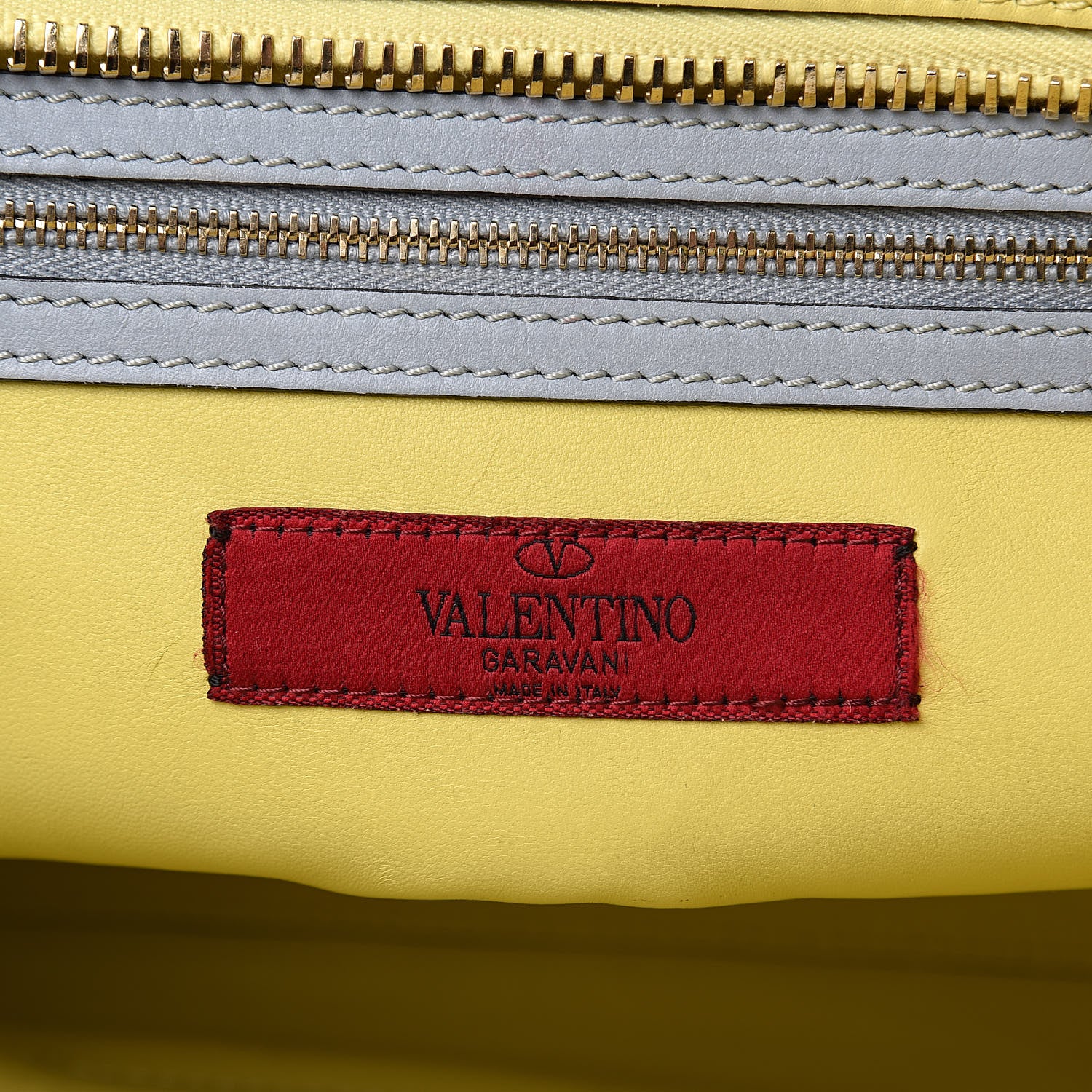 Valentino Garavani Vitello Watercolor Rockstud Double Handle Tote Rose Green Yellow Sky 6 of 16