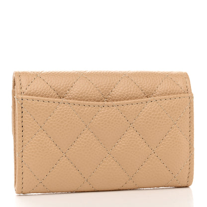 Chanel Caviar Quilted Flap Card Holder Wallet Beige 3 of 8