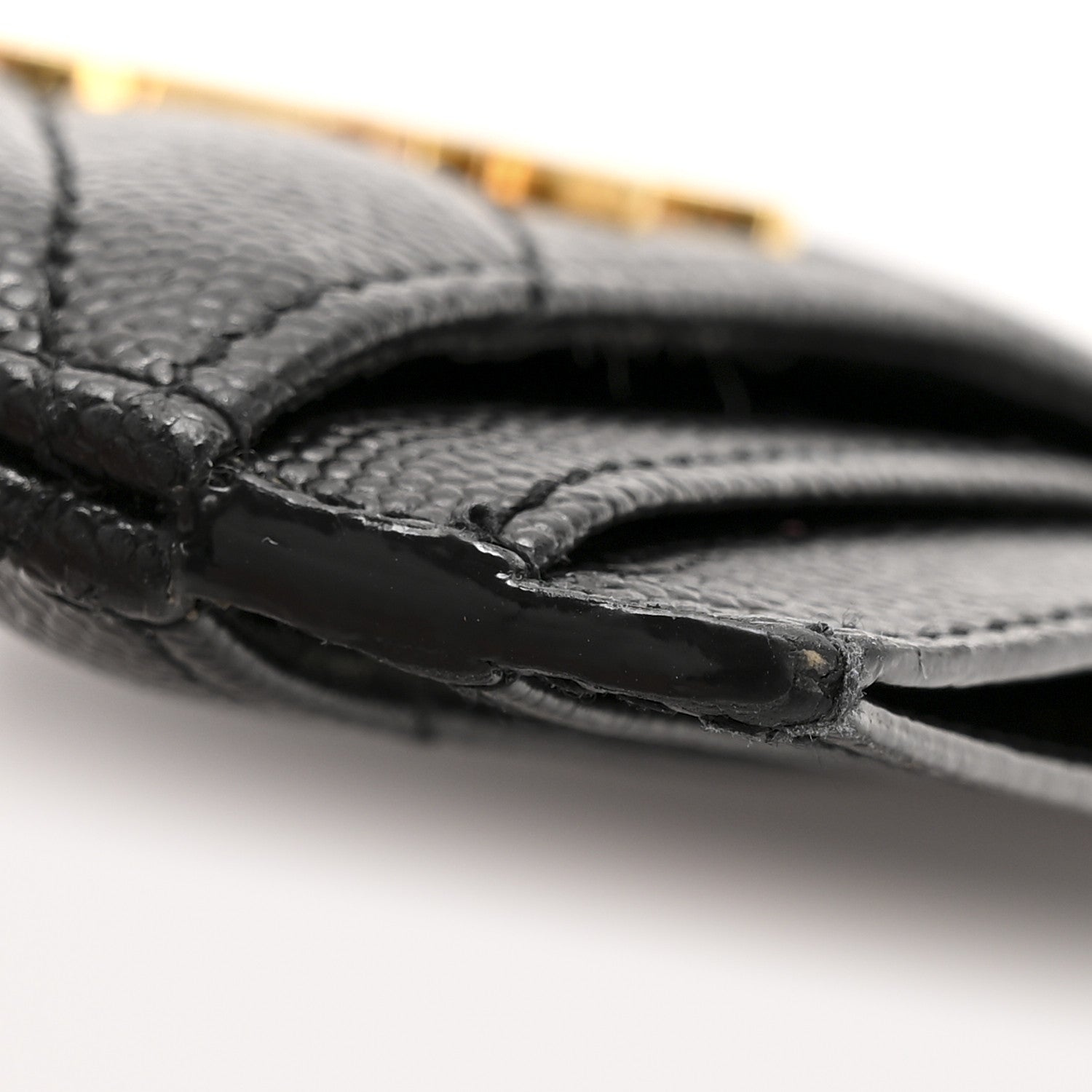Saint Laurent Grain De Poudre Matelasse Chevron Monogram Credit Card Case Black 9 of 9