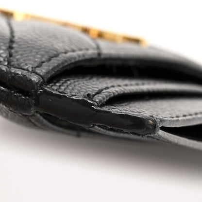 Saint Laurent Grain De Poudre Matelasse Chevron Monogram Credit Card Case Black 9 of 9