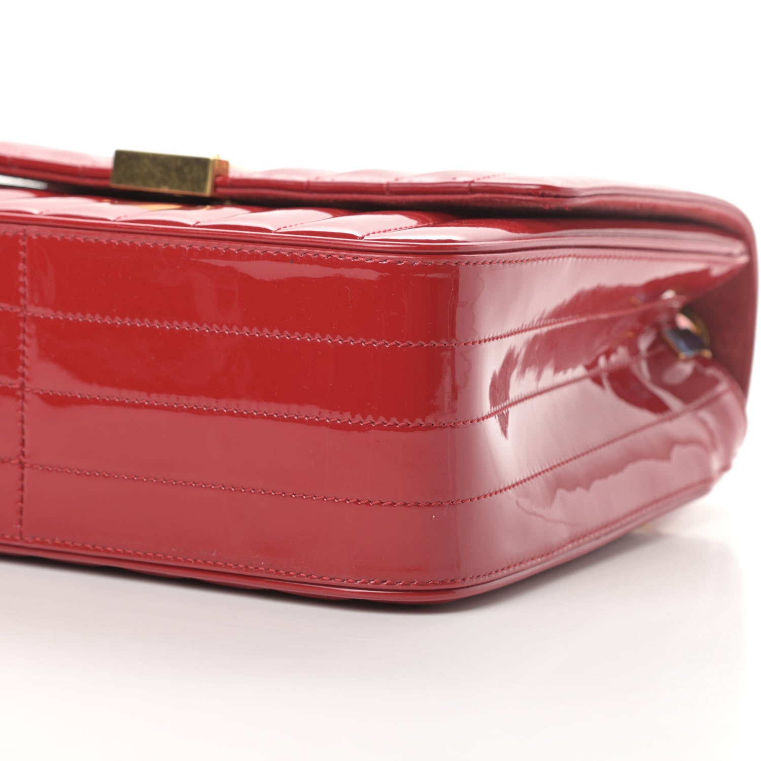 Saint Laurent Patent Matelasse Monogram Large Vicky Chain Bag Rouge Eros 10 of 11