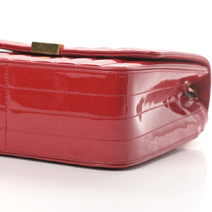 Saint Laurent Patent Matelasse Monogram Large Vicky Chain Bag Rouge Eros 10 of 11