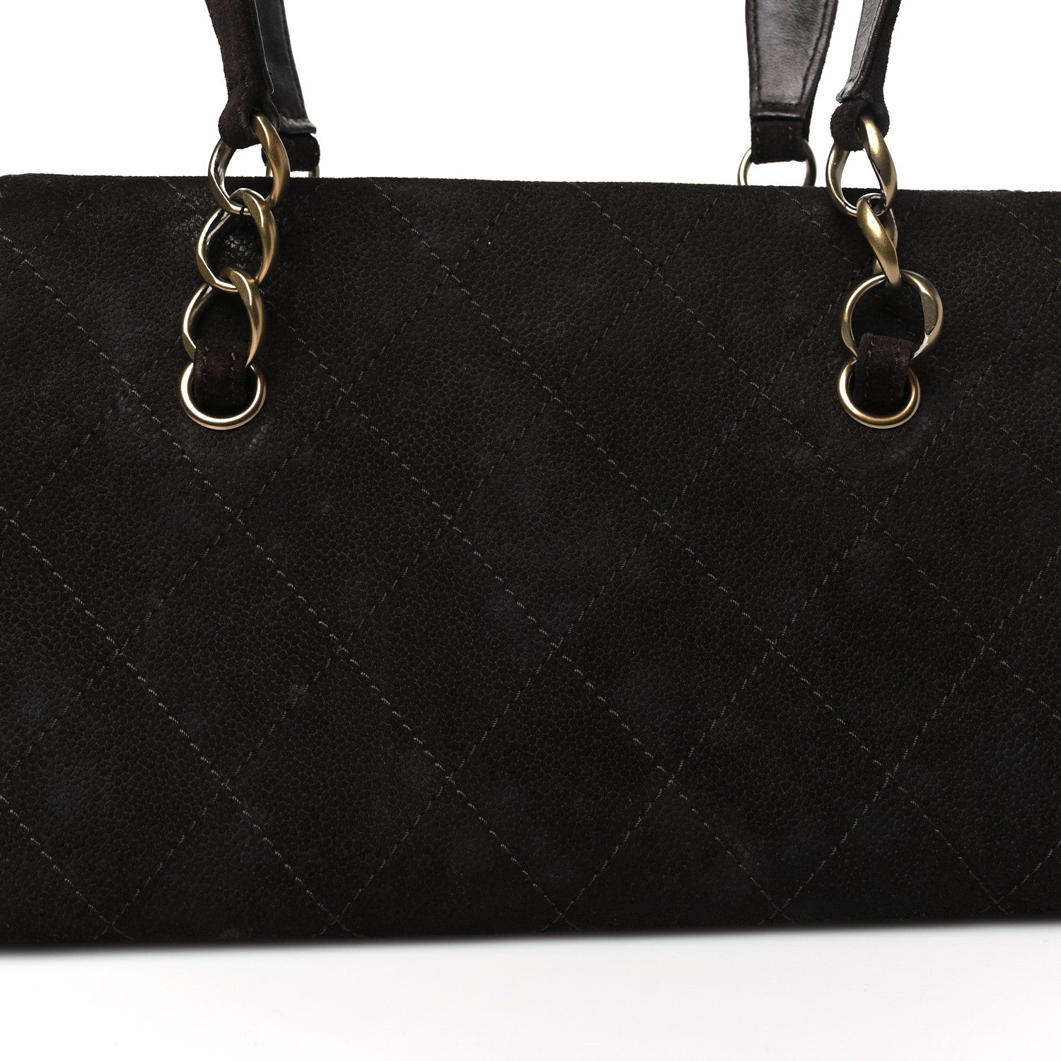 Chanel Suede Caviar Stitched CC Shoulder Bag Brown 11 of 12