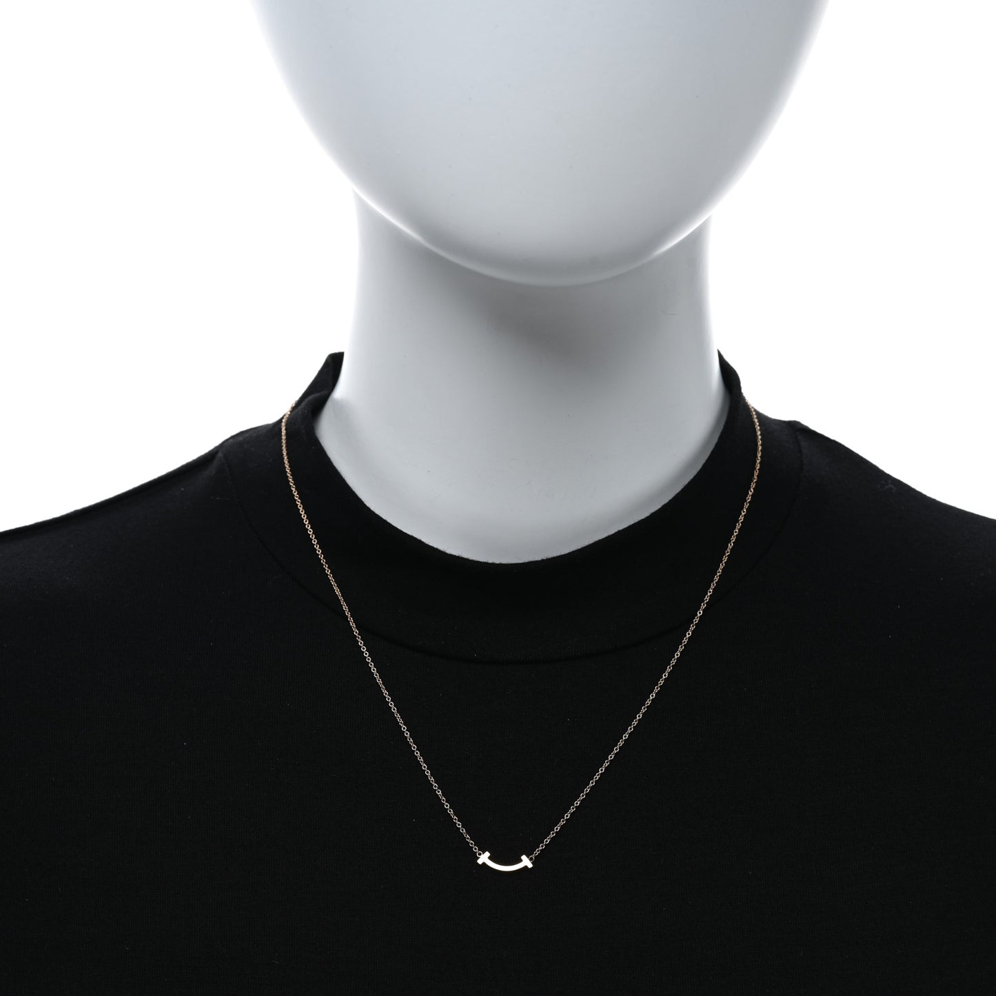 18K Rose Gold Mini T Smile Pendant Necklace