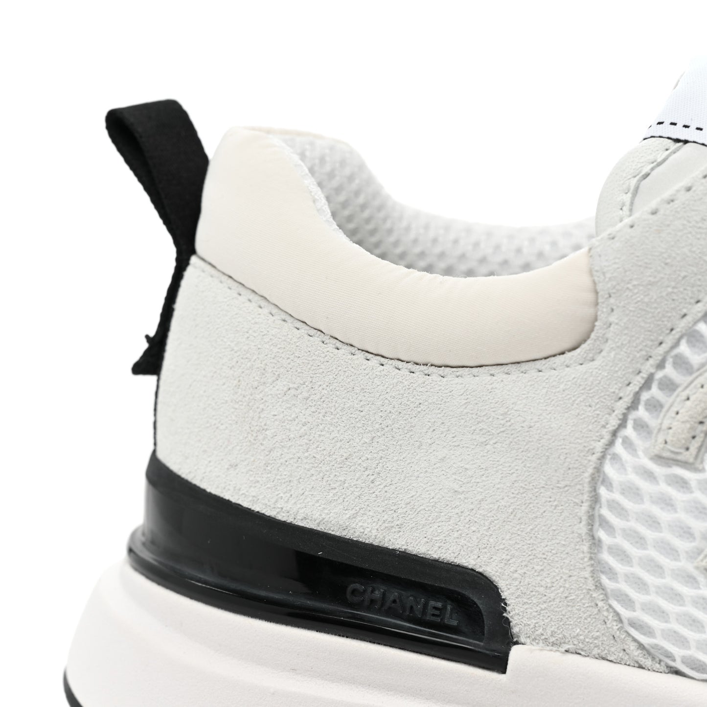 Calfskin Mesh Lycra Suede Womens Logo Sneakers 39 White