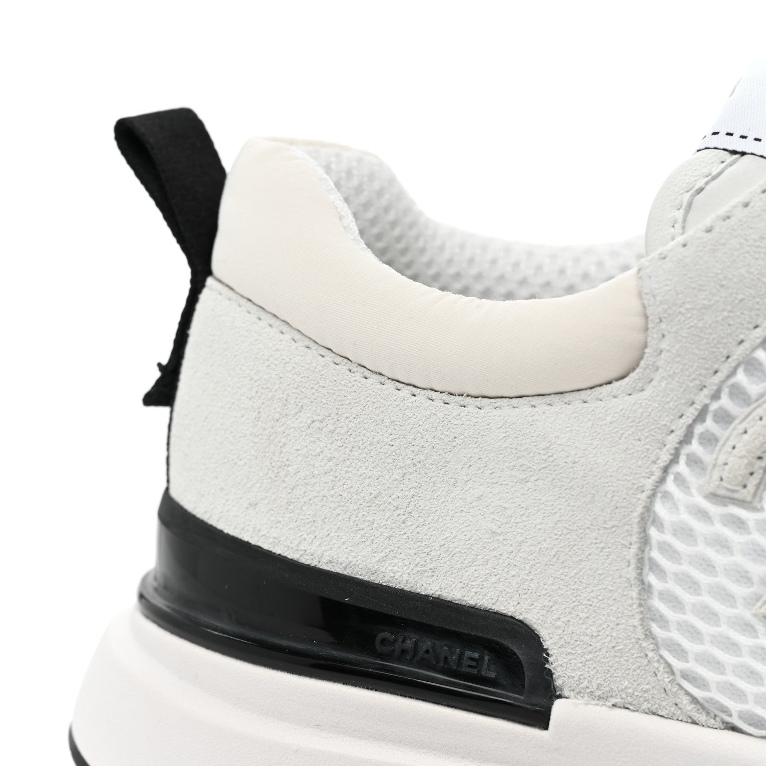Chanel Calfskin Mesh Lycra Suede Womens Logo Sneakers 39 White 10 of 11