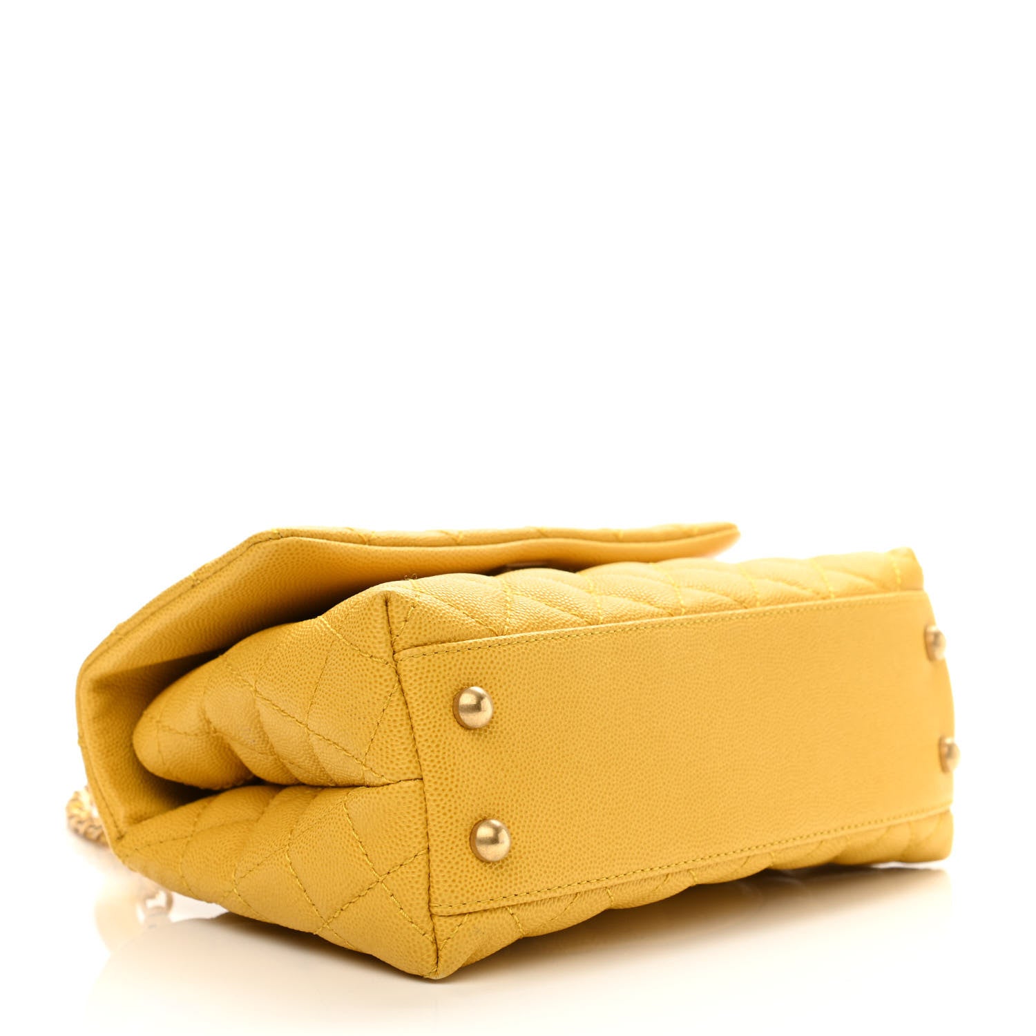 Chanel Caviar Quilted Mini Coco Handle Flap Yellow 6 of 22